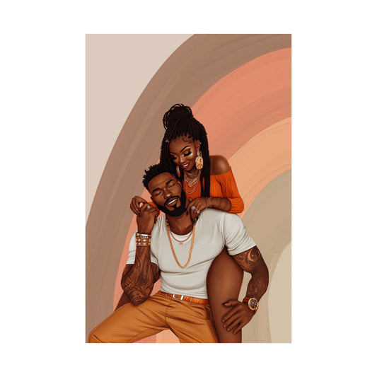 Black Love & Happiness Boho Poster Print