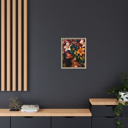 Floral Goddess Canvas | Framed Jewel-Tone Portrait Art, Framed (Multi-color)