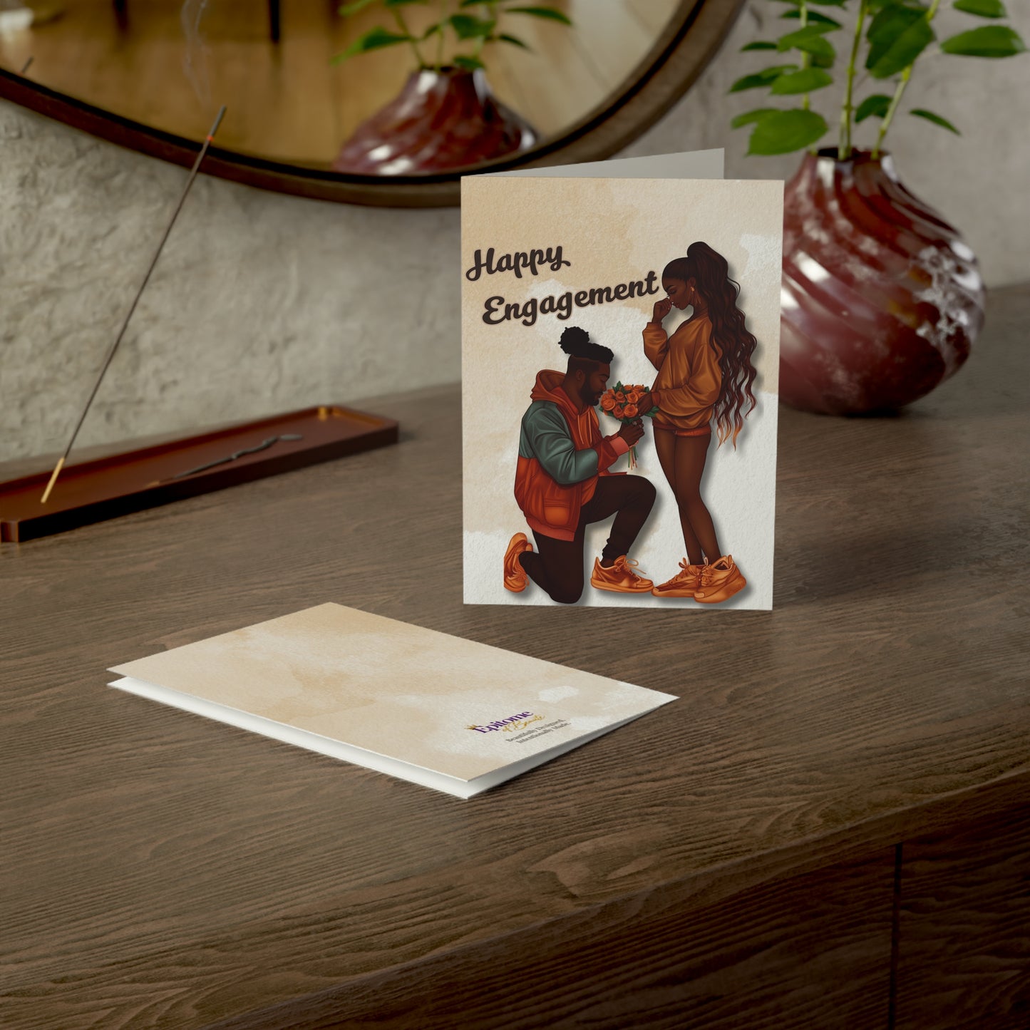 Engagement Greeting Card — 'Happy Engagement' Illustrated Proposal Card (Single or Bulk Packs)