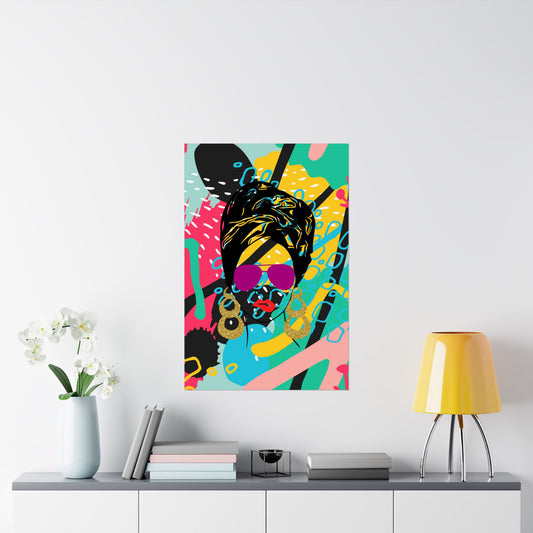 Afro Pop Woman Art Poster | Colorful Black Girl Wall Art