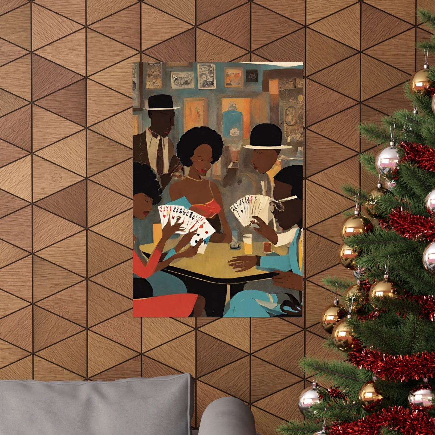 Mid-Century African American Wall Art: Black People Playing Spades Poster