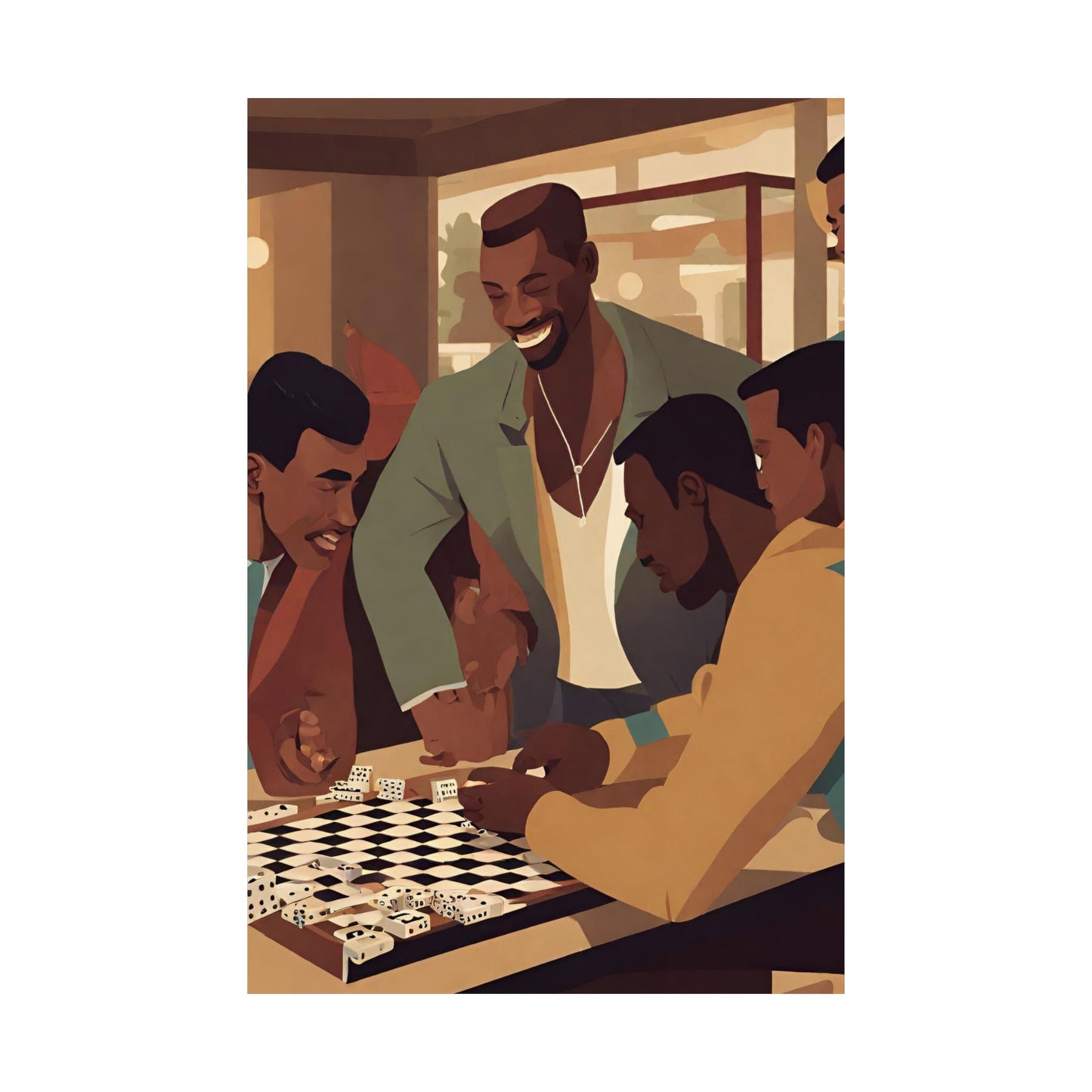 Black Men Playing Dominoes Poster | Retro Wall Art