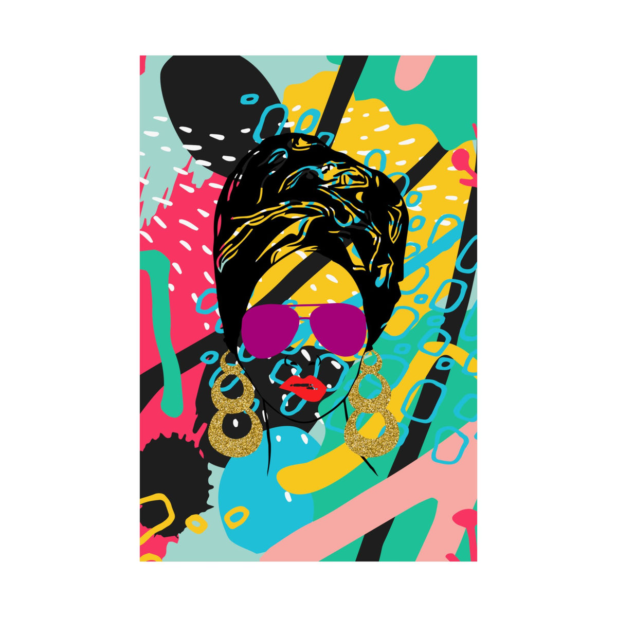 Afro Pop Woman Art Poster | Colorful Black Girl Wall Art