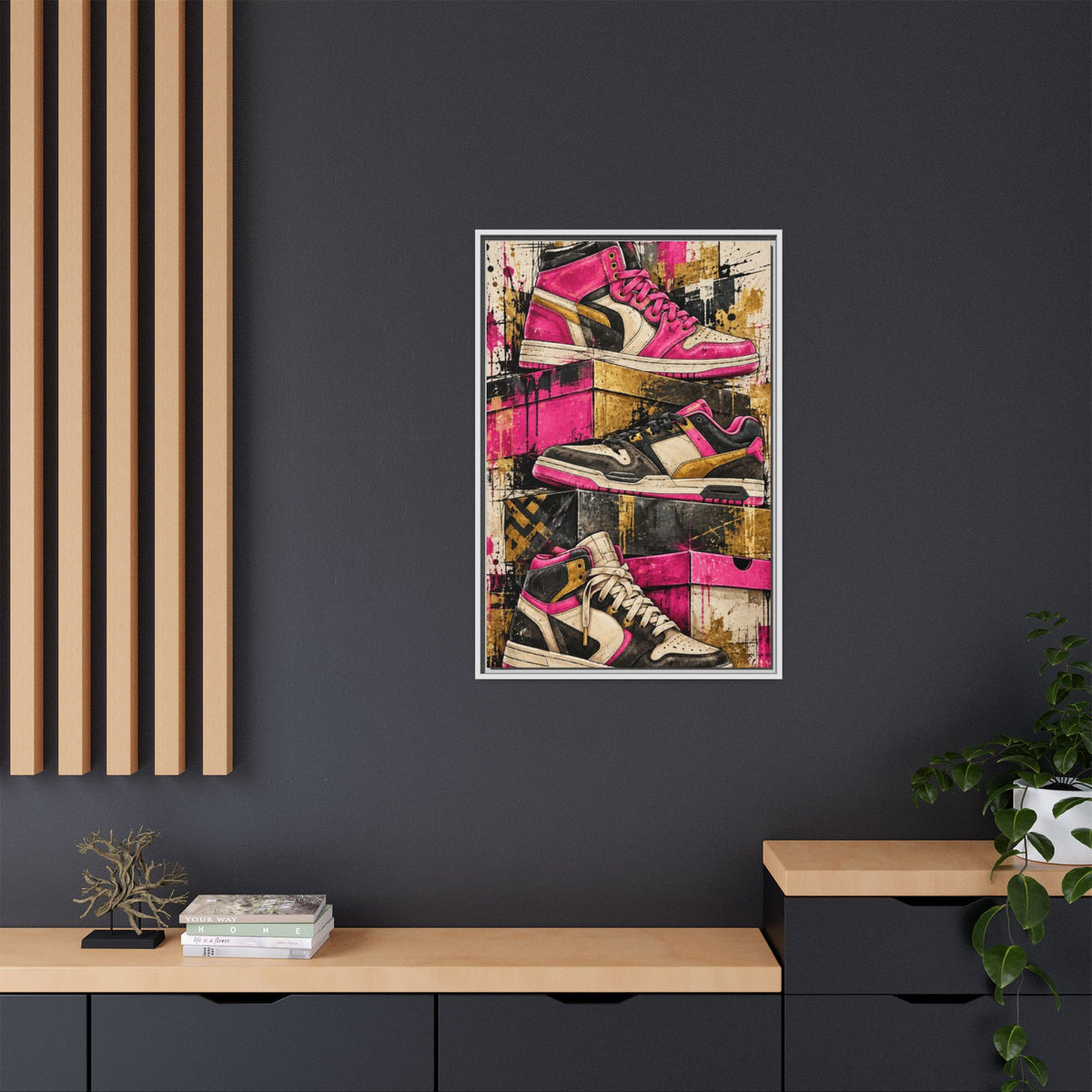 Urban Sole Matte Canvas, Framed Pink Sneaker Wall Art