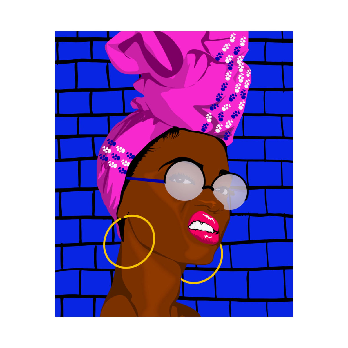 Turban & Hoops - Black Woman Art Poster