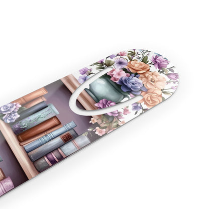 Floral Bookshelf Metal Bookmark - Aesthetic Reading Accessory for Book Lovers