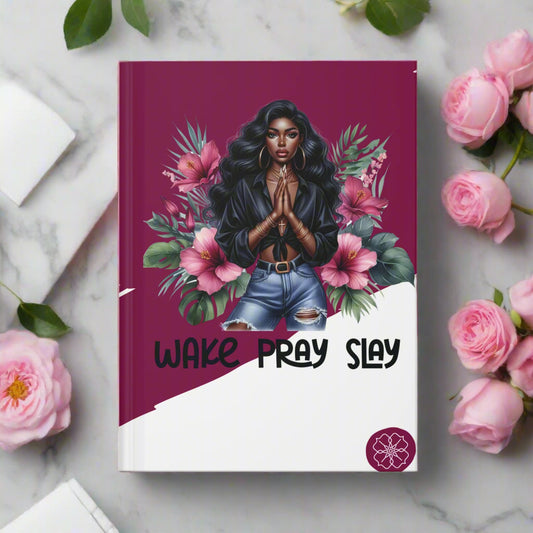 Wake Pray Slay" Inspirational Notebook Empowered Woman Hardcover Journal
