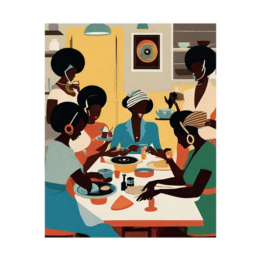Midcentury Ladies Night Cultural Kitchen Matte Vertical Poster - Celebrating Sisterhood and Community