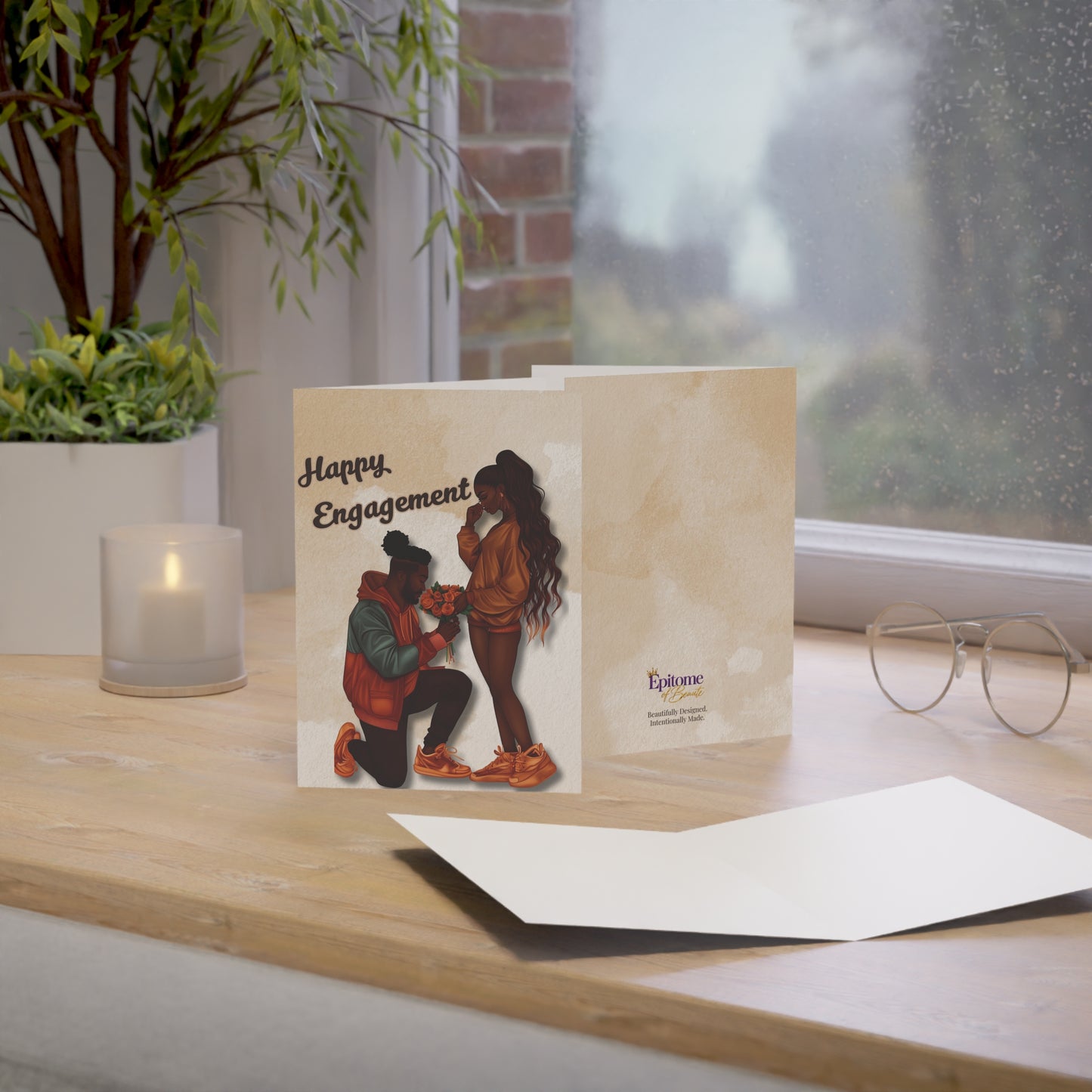 Engagement Greeting Card — 'Happy Engagement' Illustrated Proposal Card (Single or Bulk Packs)