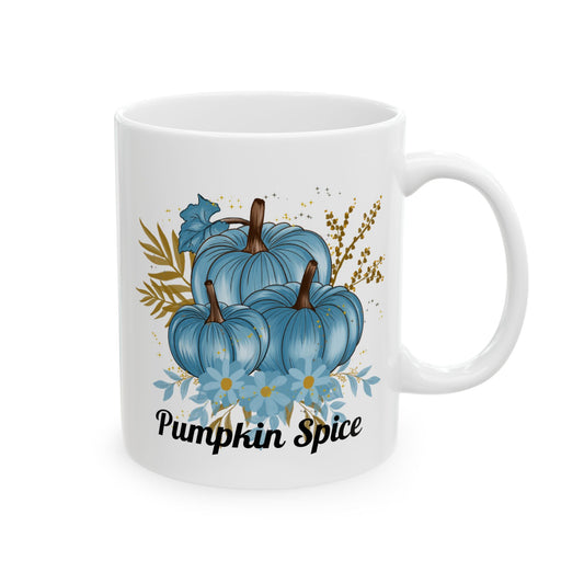 Ceramic Mug, Fall Pumpkin Coffee Mug, Coffee Mugs for Her, Coffee Cup, Women's Mug, Mug with Blue Pumpkins, Fall Season Gifts, Blue Pumpkin