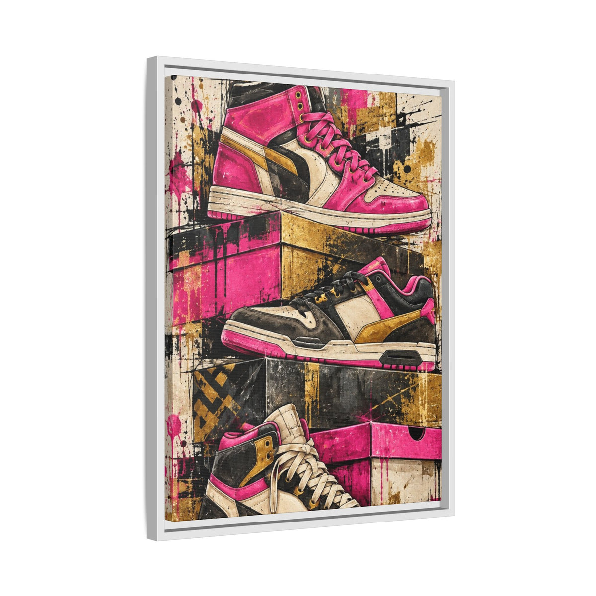 Urban Sole Matte Canvas, Framed Pink Sneaker Wall Art