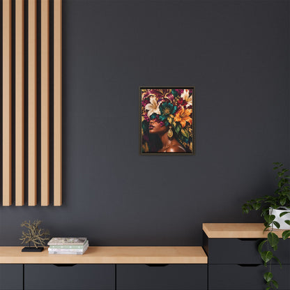 Floral Goddess Canvas | Framed Jewel-Tone Portrait Art, Framed (Multi-color)