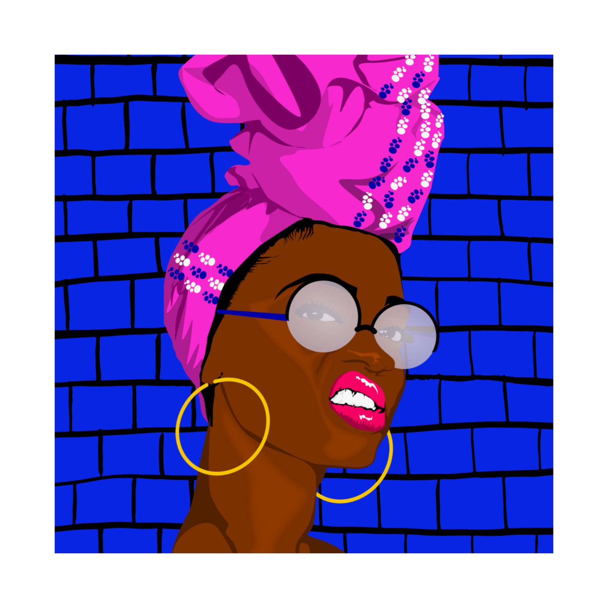 Turban & Hoops - Black Woman Art Poster