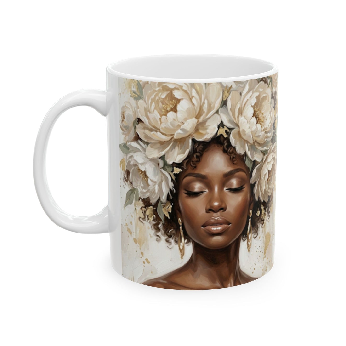 Black Woman Floral Crown Mug