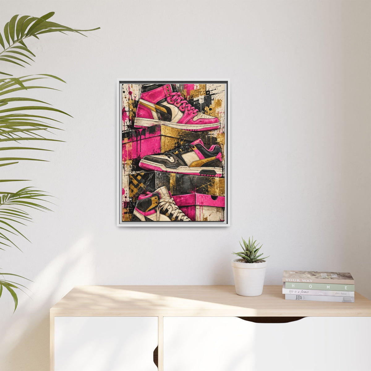 Urban Sole Matte Canvas, Framed Pink Sneaker Wall Art