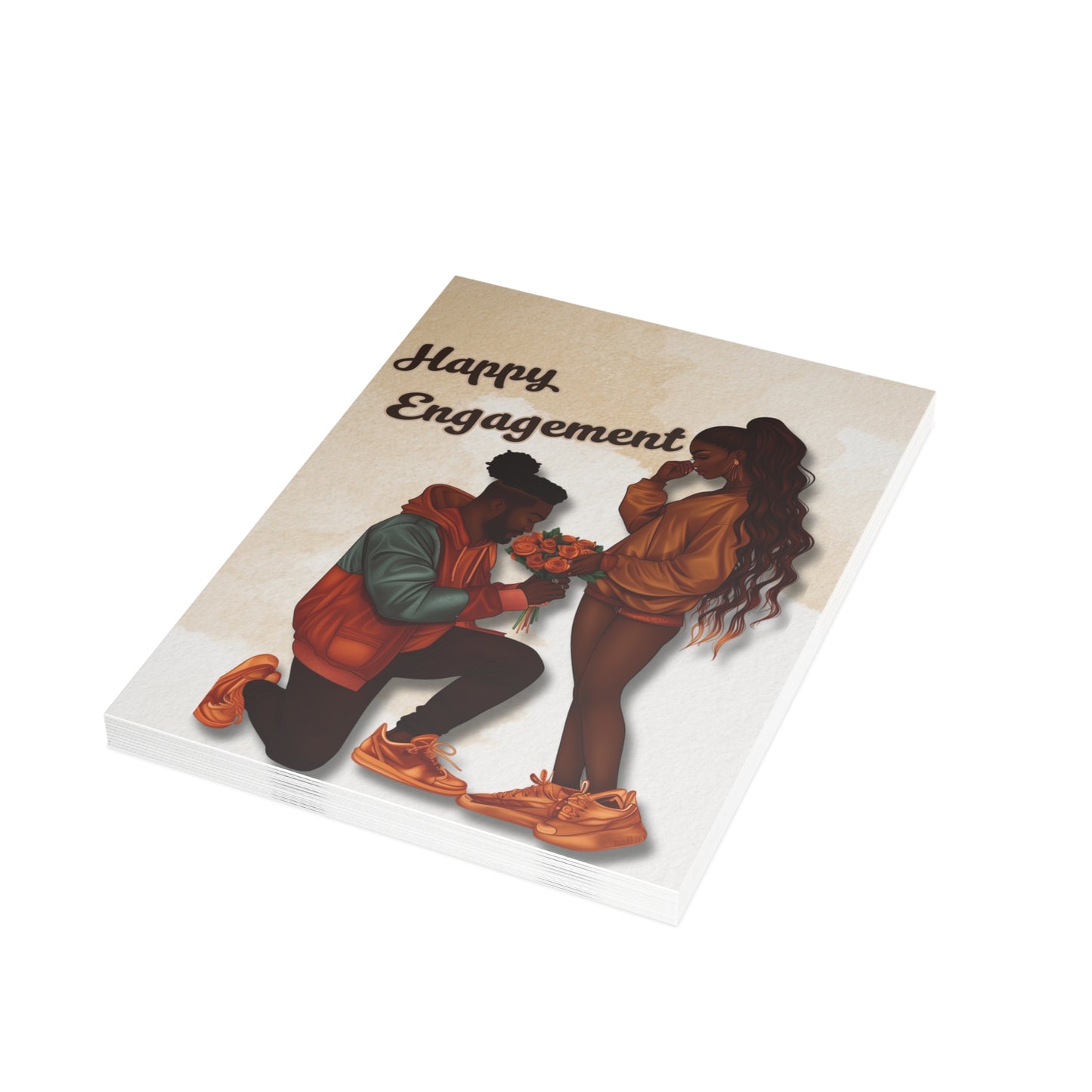 Engagement Greeting Card — 'Happy Engagement' Illustrated Proposal Card (Single or Bulk Packs)