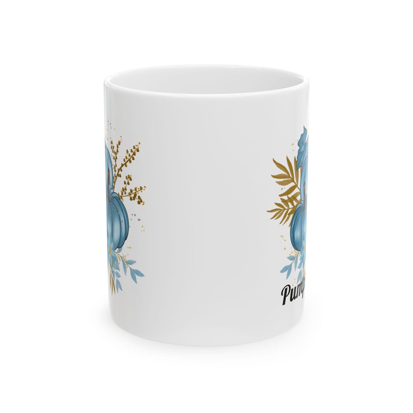 Ceramic Mug, Fall Pumpkin Coffee Mug, Coffee Mugs for Her, Coffee Cup, Women's Mug, Mug with Blue Pumpkins, Fall Season Gifts, Blue Pumpkin