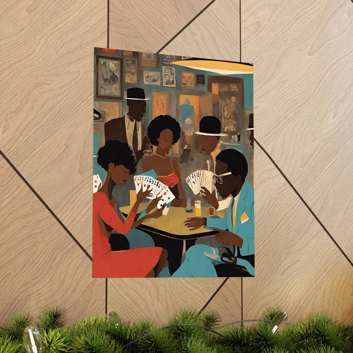 Mid-Century African American Wall Art: Black People Playing Spades Poster