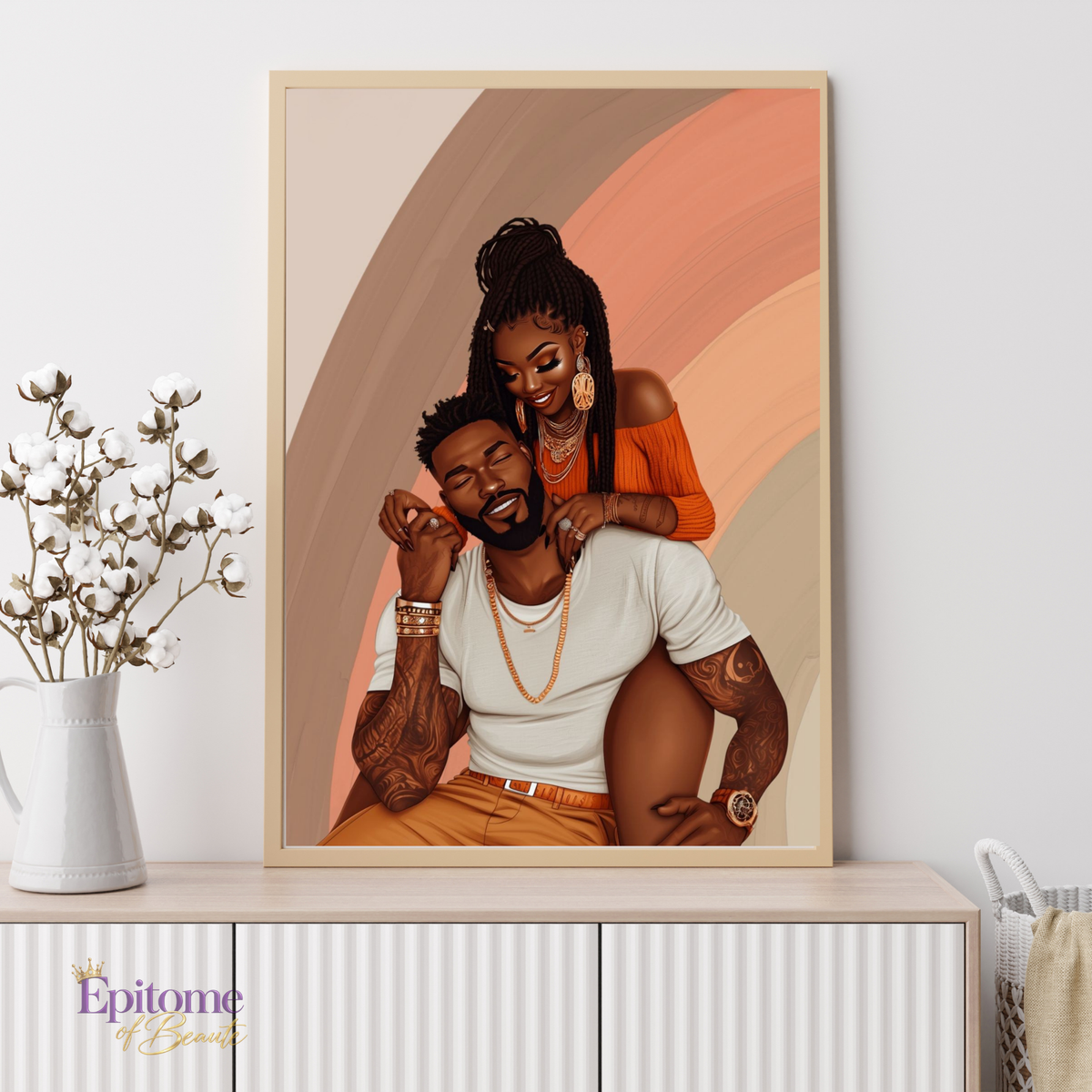 Black Love & Happiness Boho Poster Print
