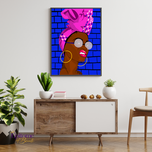 Turban & Hoops - Black Woman Art Poster